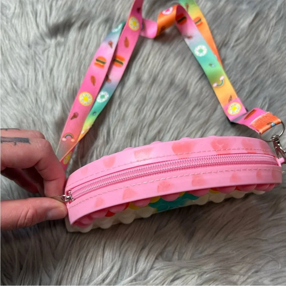 Girls Fidget Rainbow Multicolored Pop Rubber Purse